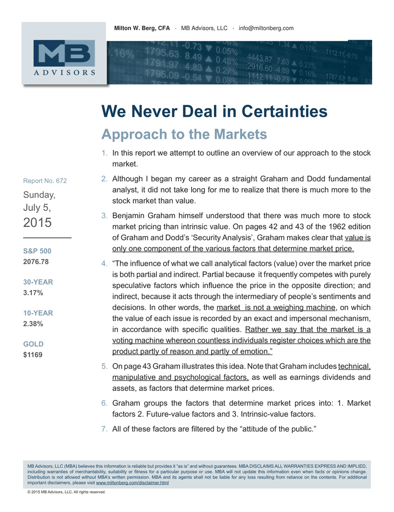 Approach to the Markets — report cover